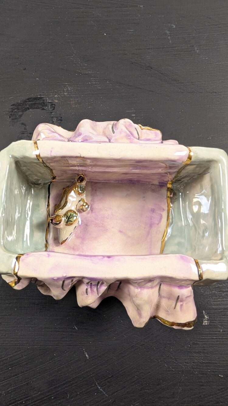 Heather Goldminc Blue Sky Amour Shoe Box Trinket Dish BASE ONLY Hand Signed 2000 - Picture 8 of 11
